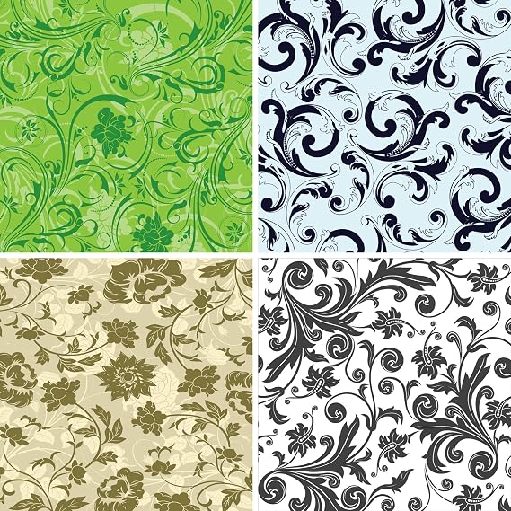 FOUR 12" x 12" Blinggasm Vinyl Sheets Set, Flowers Pattern Outdoor Vinyl 016
