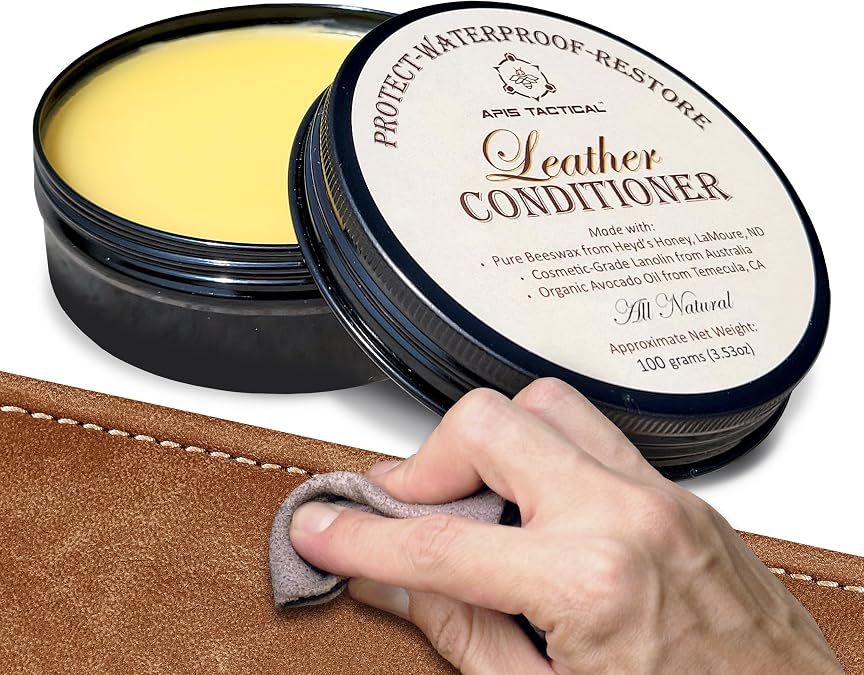 Leather Conditioner Balm, For Gloves, Boots, Bags, 3.5 oz | 3-layer ventilated mesh Sting-resistant design Hood compatible Tool storage pockets Secure bee-block closure