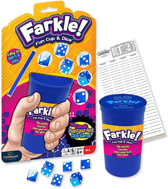 Continuum Games Farkle Fun Cup and Dice, Classic Push-Your-Luck Game