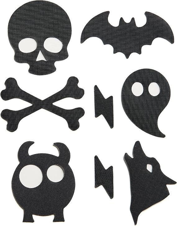 Spooky - Self-Adhesive Down Jacket Repair Patches | Waterproof, Tear-Resistant, Pre-Cut Patches | 7-Piece Set for Outdoor Gear, Sleeping Bags, Backpacks & Tents (Black)