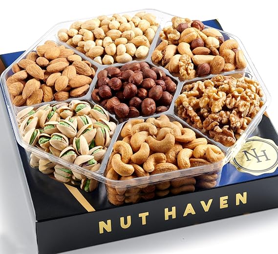 Holiday Nuts Gift Basket - Assortment of Roasted Salted Gourmet Nuts - Food Gift Box for Dad, Him, Husband, Christmas, Father's Day, Mother's Day, Sympathy, Family, Men & Women