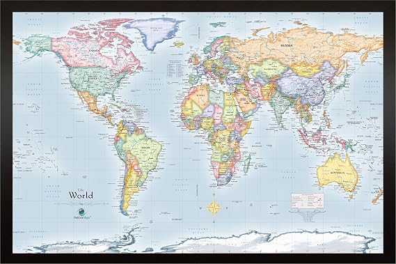 HM3322WLD-WLD Magnetic Map 33 X 22 Blue World