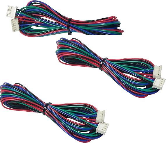 [initeq] 3-Pack 2M (2 Meters) Stepper Motor Cable for 3D Printer and NEMA 17 Stepper Motors JST Connector