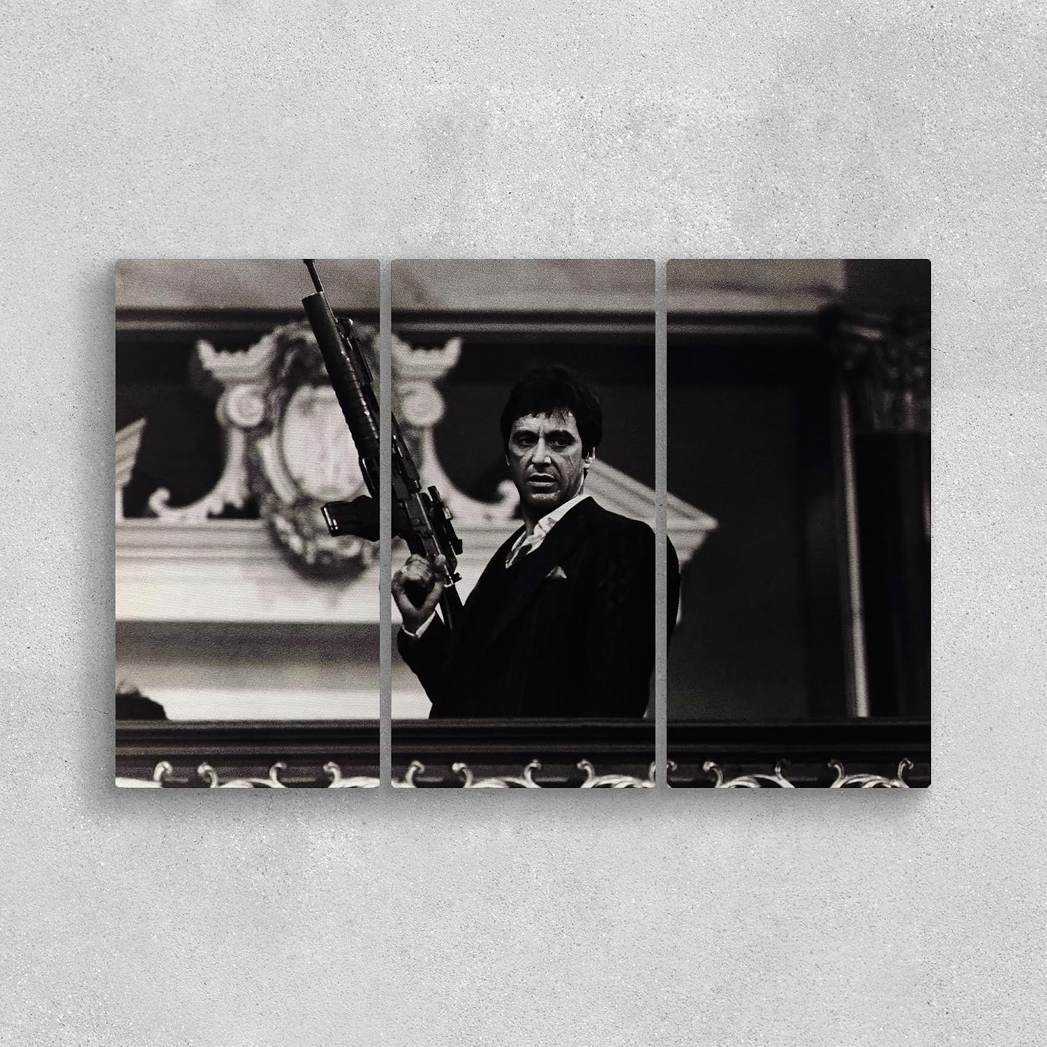 Scarface Tony Montana Big Revenge Al Pachino Wall Art, Scarface Poster Wall Art, Scarface Bedroom Set, Framed Wall Art, Dorm Decor, Aesthetic Room Decor 3 Piece Medium
