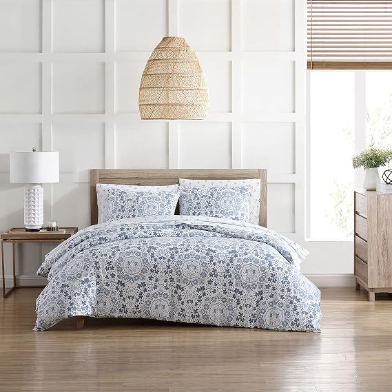 Stone Cottage - Queen Duvet Cover Set, Cotton Sateen Bedding with Matching Shams, Ideal Bedding Set (Caldecott Blue, Queen)
