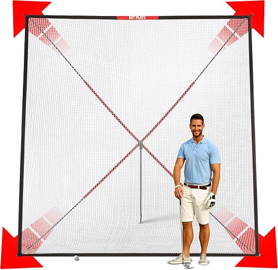 Net Playz Golf Practice Auto Return Net,10Ft x 10Ft, Quick Set-up, Multi-Angle Adjustment, Golf rebound net, Outdoor Training net,Target Panel included