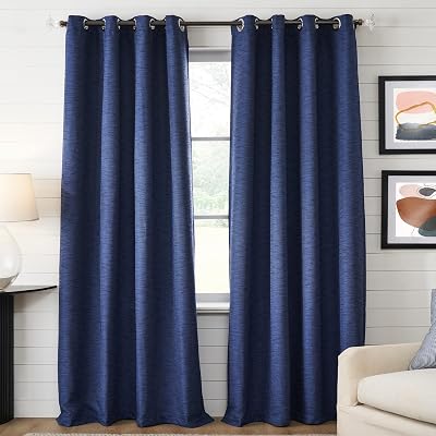Deco Window Set of 2 Semi-Blackout Curtains for Bedroom 7.5 Feet Long for Room Darkening & Living Room Decor Blue, 52 Inch Wide x 90 Inch Height