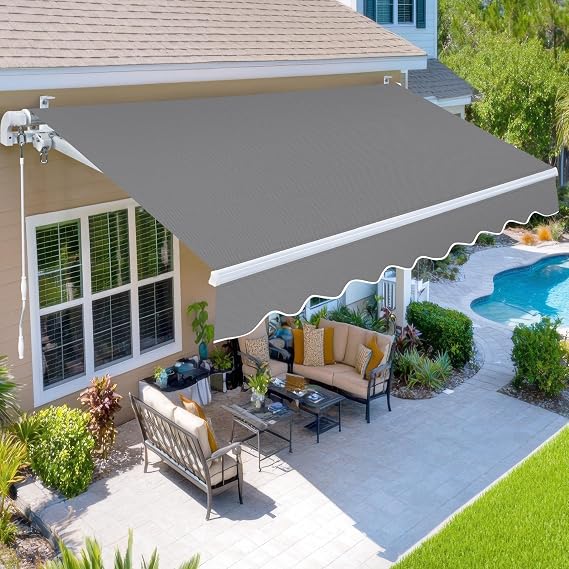 Paramondo 9.8'x8.2' Patio Awning Retractable Fully Assembled, Grey