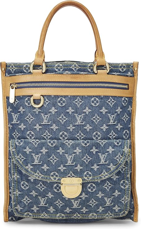 Pre-loved Blue Monogram Denim Flat Shopper, Blue