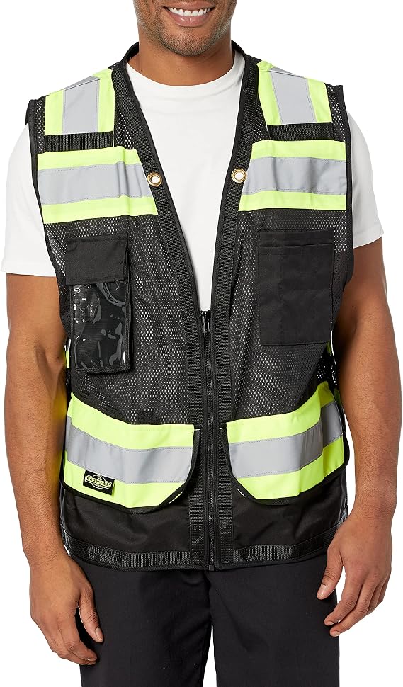 Radians SV59-1 Type O Class 1 Heavy Duty Surveyor Vest, Black, Large, Unisex, Safety Vest