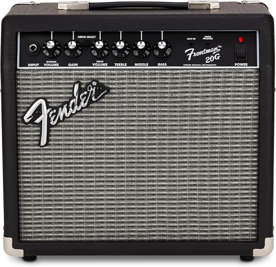 Fender Frontman 20G Electric Guitar Amplifier, 20-Watt Amp, 8" Speaker | 20 Watt Practice Amp with 8 Speaker, Clean and Drive Channels, 3 Band EQ, Aux In and Headphone Jack