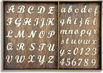 552 Pieces 0.75 Inch Mini Unfinished Wooden Letters Uppercase & Lowercase Unpainted Wooden Numbers Blank Wood Letters Storage for Scrapbooking Crafts