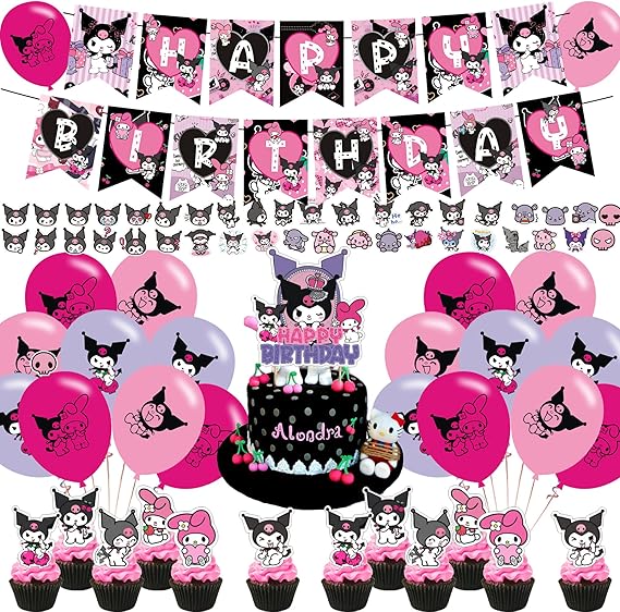 Party Decorations,Birthday Party Supplies For Party Supplies Includes Banner - Cake Topper - 12 Cupcake Toppers - 18 Balloons - 50 Stickers