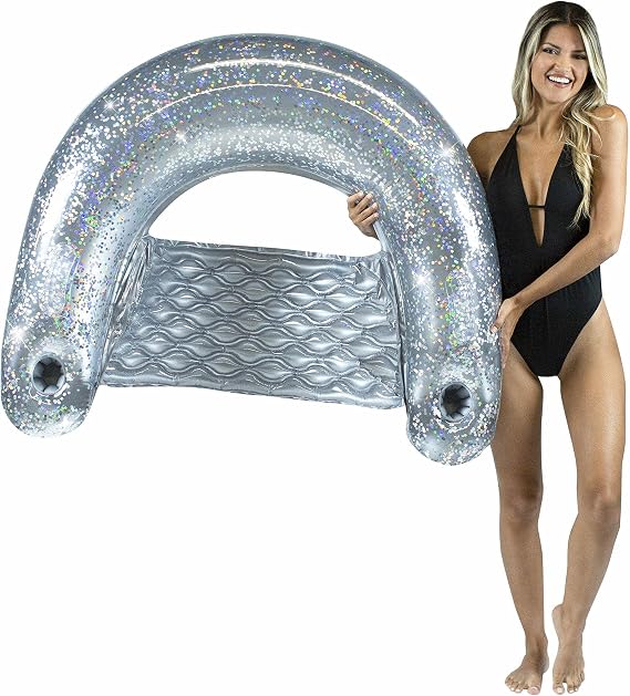 Poolcandy Sun Chair Water Raft, Multiple Chair Styles (Silver Glitter)