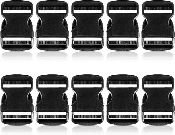 Strapworks 2 Inch Side Release Buckle Double Adjust Black 10 Pack