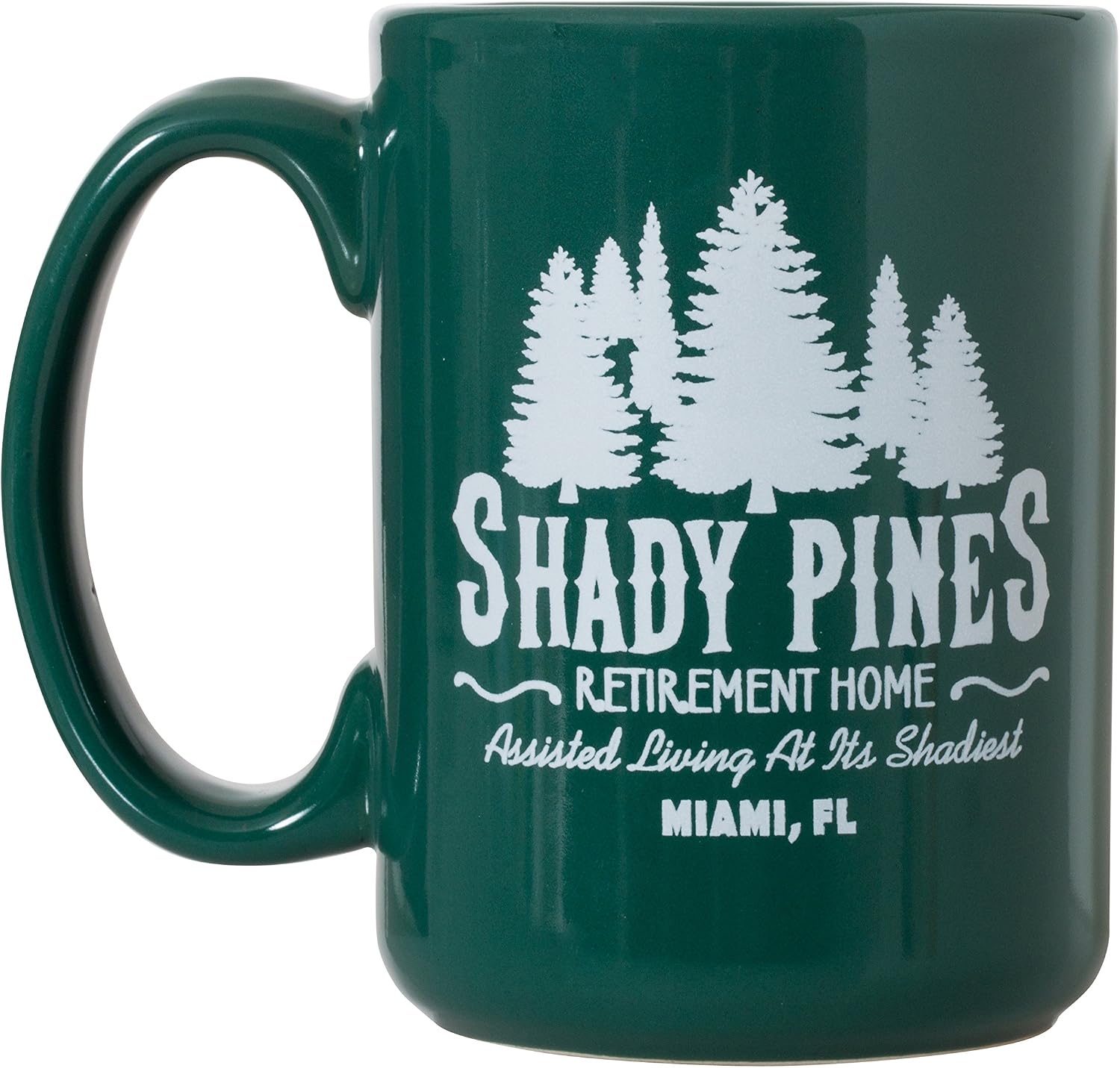 Shady Pines Retirement Home Mug - 15oz Deluxe Double-Sided Coffee Tea Mug Green