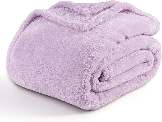 Berkshire Blanket Classic Extra-FluffyTM Plush Throw Blanket, Soft Fuzzy Fluffy Long Hair Throw Blanket for Couch Sofa Bed, Pastel Lilac Purple, 50x60 Inches