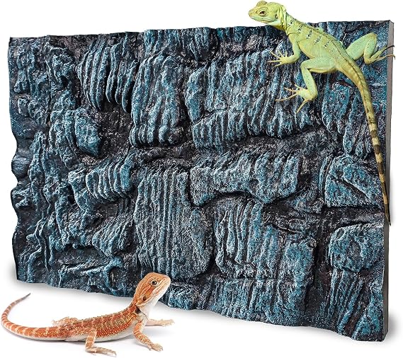 17.7x11.8in Rock Terrarium Background,3D Reptile Tank Background Board,Amphibian Stereo Backdrop Wall,Lizard Snake Gecko Spider Turtle Fish pet silo Background Decorative Panel(Blue)
