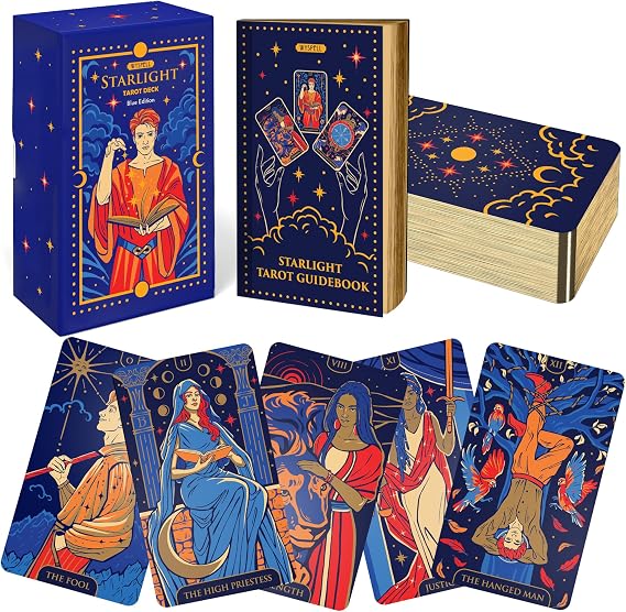 Wyspell Tarot Cards with Guide Book - Starlight Unique Tarot Deck (Blue)