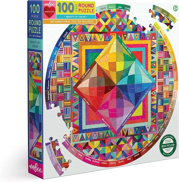 eeBoo Beauty of Color 100 Piece Round Jigsaw Puzzle, Multi, 1 ea, (PZBOC)