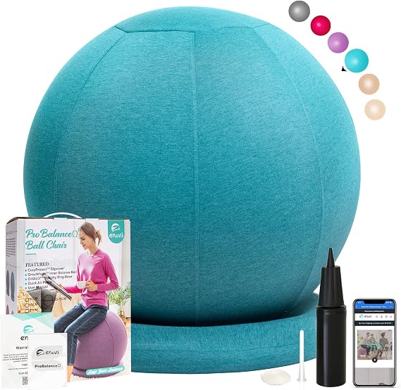 ProBalance Ball Chair, Yoga Ball Chair Exercise Ball Chair with Slipcover and Base for Home Office Desk, Birthing & Pregnancy, Stability Ball & Balance Ball Seat to Relieve Back Pain, Multiple color size