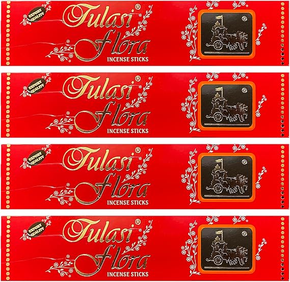 Tulasi Flora Premium Masala Incense - 4 Packs, 25 Grams Per Pack