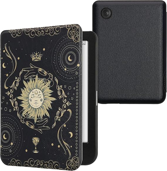 kwmobile Cover for Kobo Clara BW/Colour Case - eReader Cover with auto sleep funktion - Tarot Card with Dark Blue/Yellow/Black