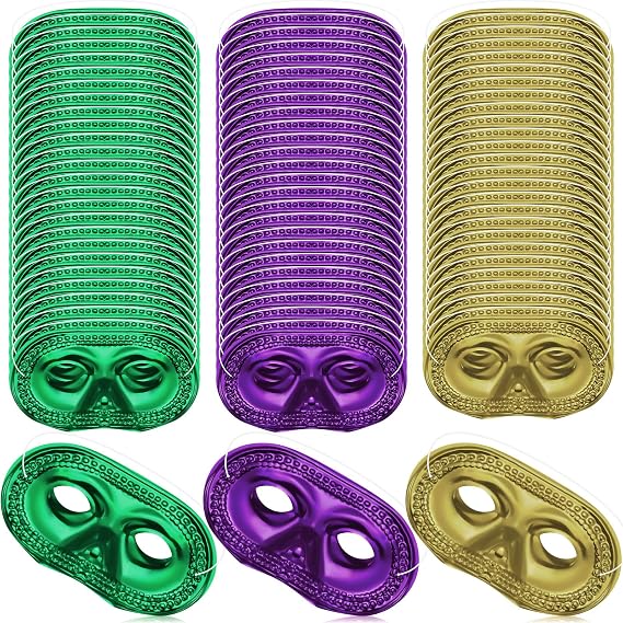 Shappy 80 Pcs Mardi Gras Masquerade Masks Bulk Carnival Decor, Glossy Style