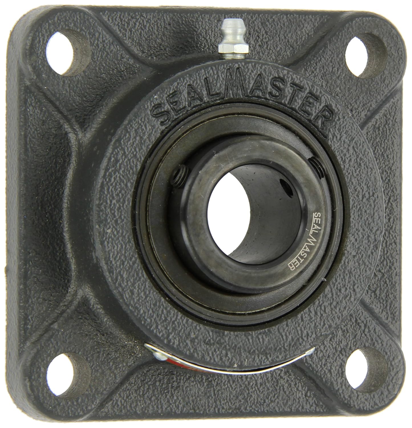 Sealmaster MSF-56 Medium Duty Flange Unit, 4 Bolt, Regreasable, Felt Seals, Setscrew Locking Collar, Cast Iron Housing, 3-12 Bore, 8-716 Overall Length, 6-34 Bolt Hole Spacing Width, 1 Flange Height