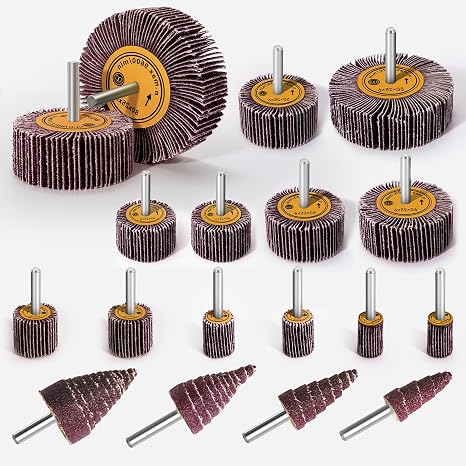 18 PCS Abrasive Flap Wheels, 80 Grit Sanding Flap Wheel, 1/4 Inch Shank Sanding Paper Polishing Wheels for Polishing Grinding Remove Rust Deburring