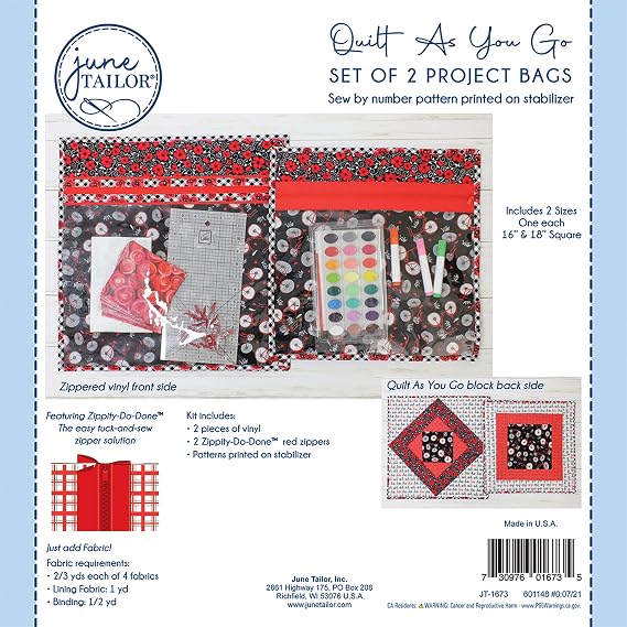 June Tailor KIT Project Bag, Red Zippity-Do-Done(TM)