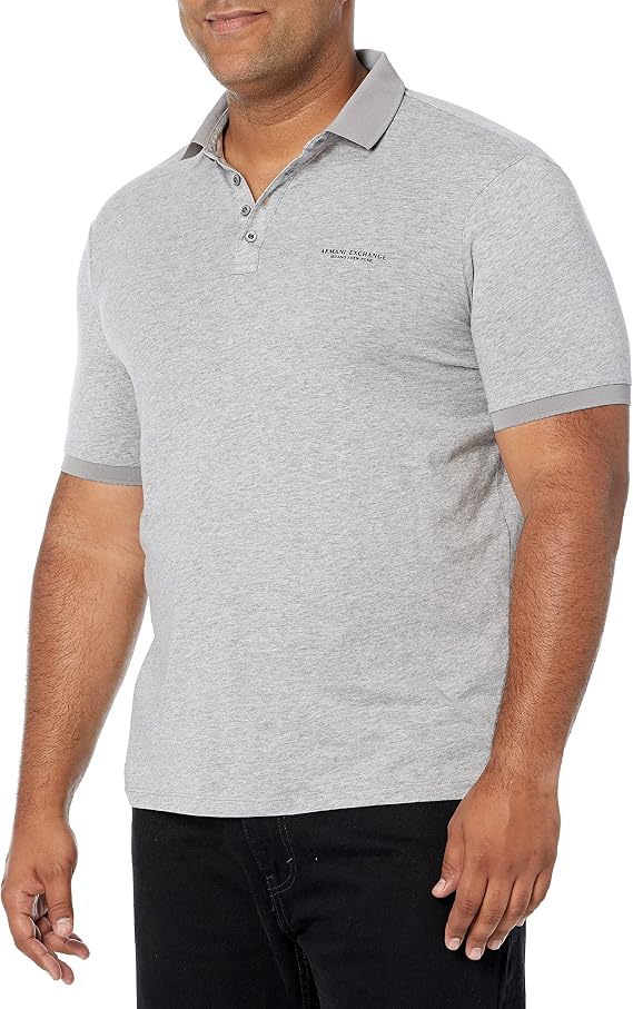Armani Exchange Mens Short Sleeve Milano/New York Logo Jersey Polo Shirt