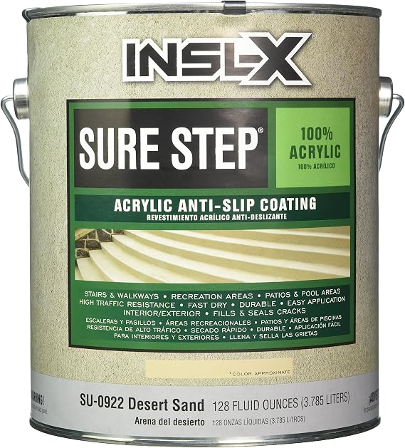 COMPLEMENTARY COATINGS SU0922092-01 INSL-X Sure Step Acrylic Anti-Slip Concrete Coating, 1 gallon, Desert Sand
