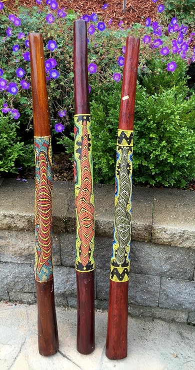 Jive Didgeridoo Instrument Hand Painted Solid Teak Wood Aboriginal Design Percussion Musical Instrument Professional Sound XL Size 52"