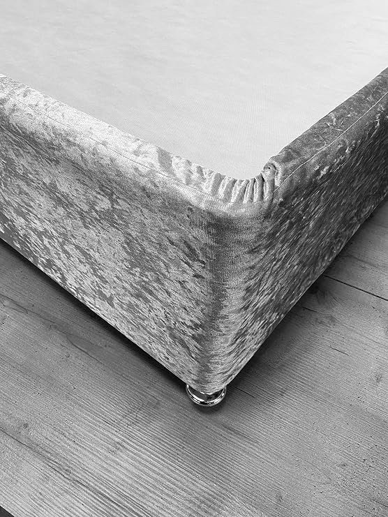 Belledorm Luxury Divan Base Wrap (Silver, King Size) | Transforms a drab looking bed base - Crushed Velvet